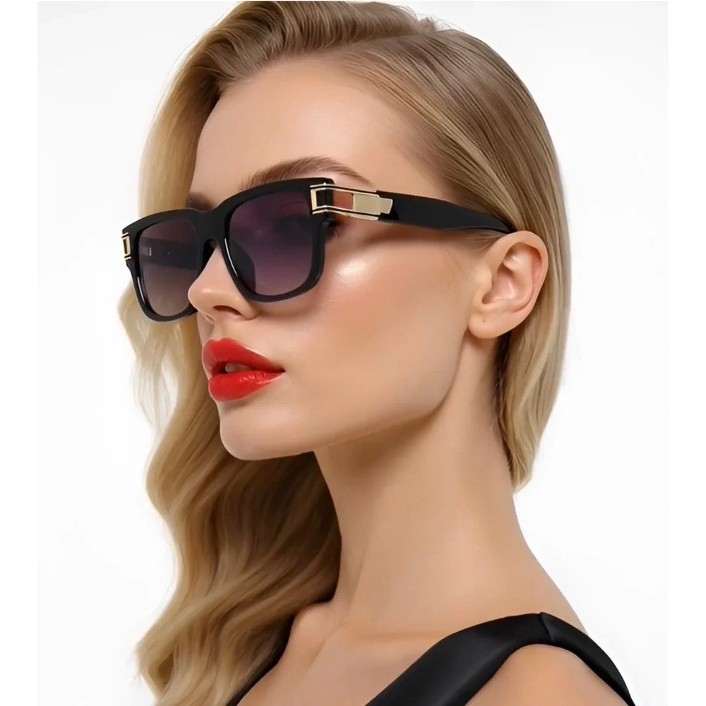 Women Rectangular Square Sunglasses Black Gradient Lens Female Ladys Girl Shades